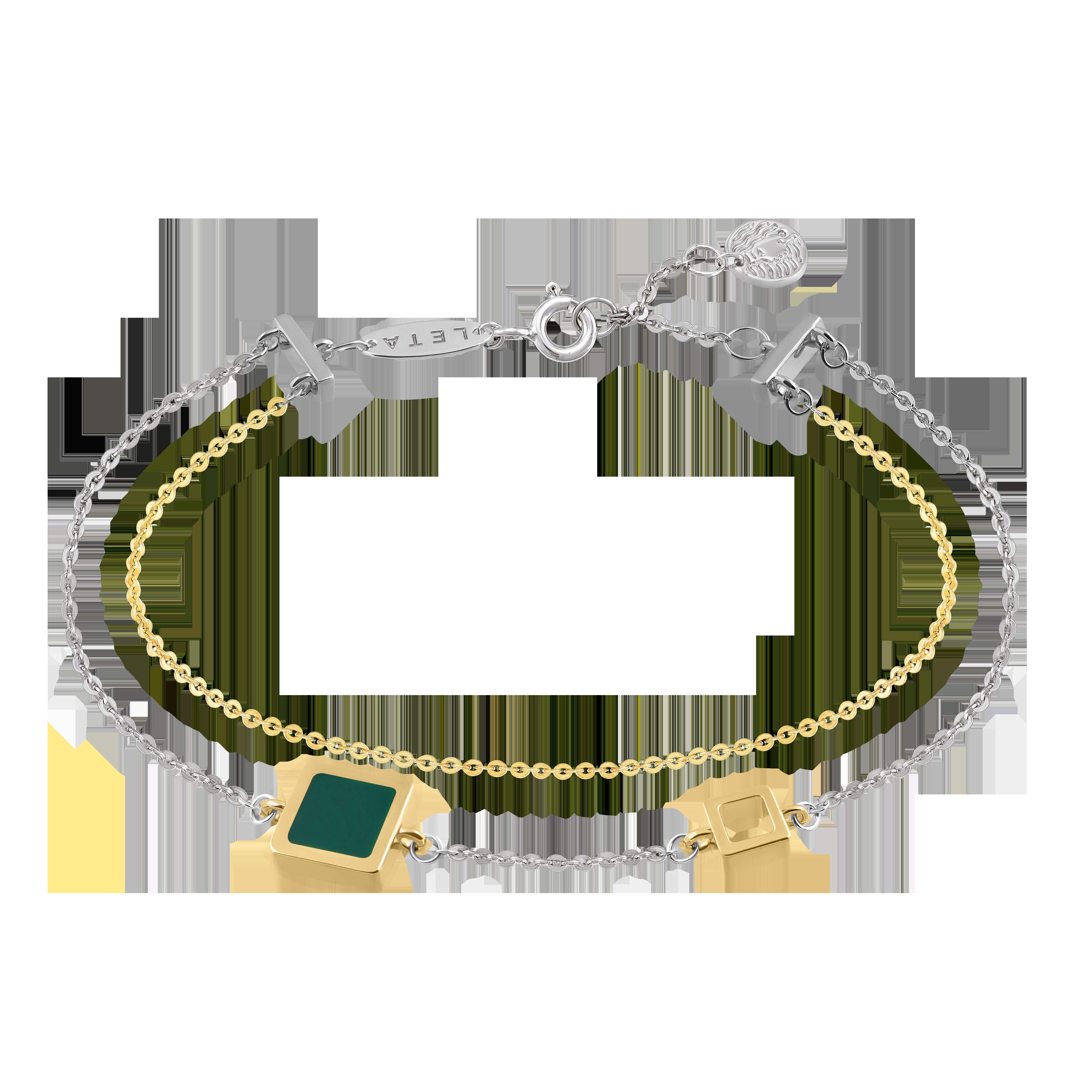Leta x Garage Gold Plated Silver Bracelet with Green Enamel